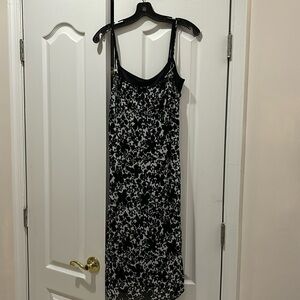 Vivienne Tam 2 M tslip drss black white floral outer solid removable slip euc